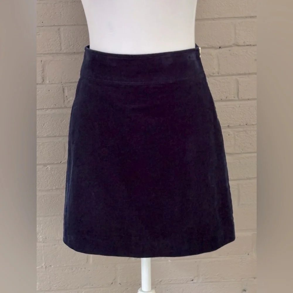 J.Crew navy blue corduroy side zipper skirt 0